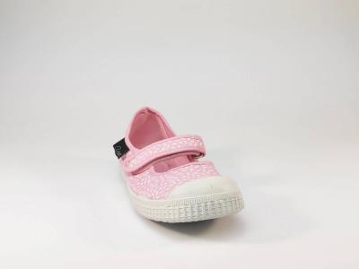 Babies tendance en toile rose avec velcro fillette bout gomme ASTER Minork