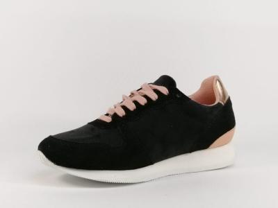 Basket cuir noir destockage TROPEZIENNES college pour femme