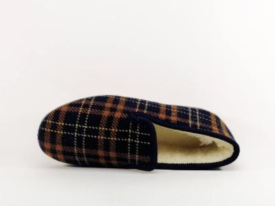 Chaussons chauds homme charentaise fourrée pure laine carreaux CHIC RELAX OUF moret