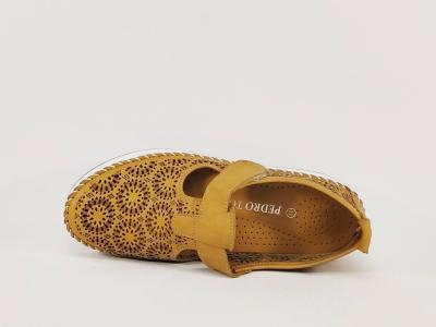 Chaussure femme cuir très souple jaune moutarde babies confortable PEDRO TORRES 103BON1