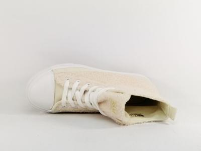 Chaussures montantes femme tendance dessus bouclé blanc cassé confortable à pas cher BANANA MOON roy