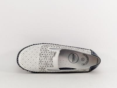 Mocassin femme cuir blanc marine souple confortable SWEET'R macadamia à pas cher