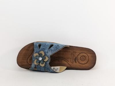 Mule compensée femme à pas cher RELAXITY Maddox bleu jean semelle anatomique