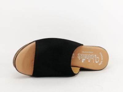Mule compensée femme chic noire à talon original et confortable VALERIA'S 1960