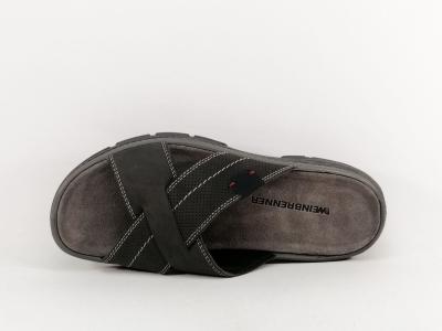 Mule homme cuir gris foncé très confortable et souple en destockage IMAC 352860