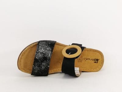 Mule noire femme chic confortable semelle cuir à pas cher MORAN'S agate