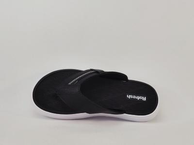 Tong homme confortable semelle épaisse destockage REFRESH 172762 noir blanc