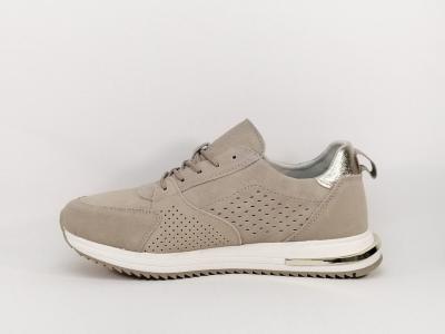 Basket chic cuir très souple taupe femme zip et lacets SWEET'R Mayone