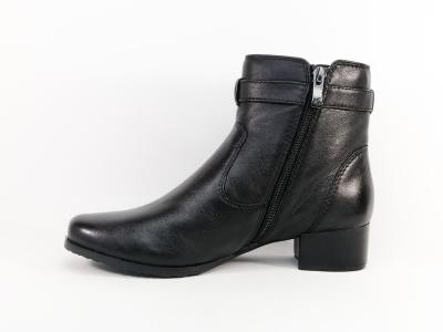 Bottine femme cuir souple noir grand confort pieds larges et sensibles CAPRICE 25420 largeur H