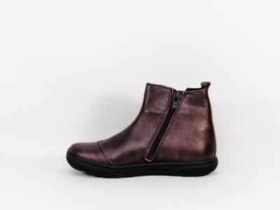 Bottine fille destockage BOPY sonate cuir bordeaux avec zip à pas cher