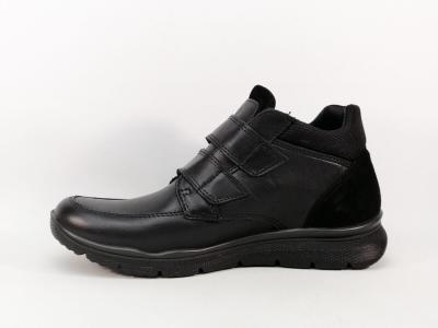 Chaussures montantes homme à scratch confort cuir noir souple destockage IMAC ARA 653905