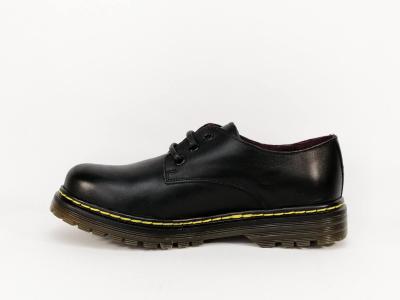 Derby style rangers cuir noir de qualité BRAN'S 127 Femme - Fabrication Espagne