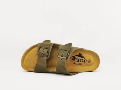 Mule cuir femme confortable PLAKTON beta vert pistacho semelle mémoire de forme