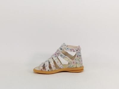 Sandale fille bébé premiers pas cuir souple destockage BELLAMY plage fleuris scratch