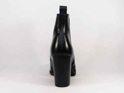 Bottine femme cuir noir à talon haut destockage TROPEZIENNES krisp