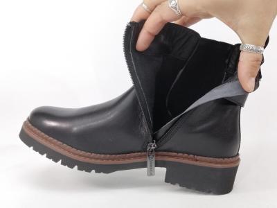 Bottines noires femme à talon cuir souple confortable tendance destockage CARMELA 162491 à pas cher