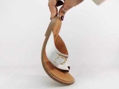 Mule plate femme cuir blanc confortable tong chic à pas cher CAP BASSIN 25060
