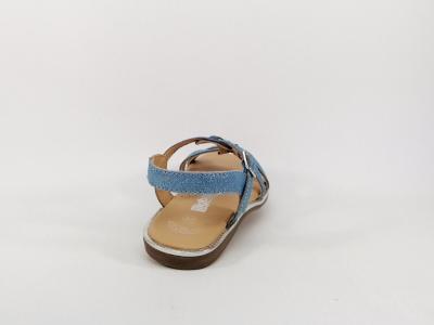 Sandale fille tout cuir bleu destockage LILYBELLULE Flore à pas cher