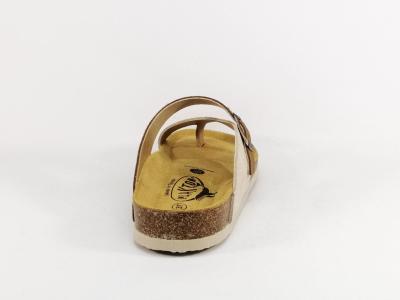 Tong femme chic et confortable cuir beige marron PLAKTON barbados fabrication Espagne