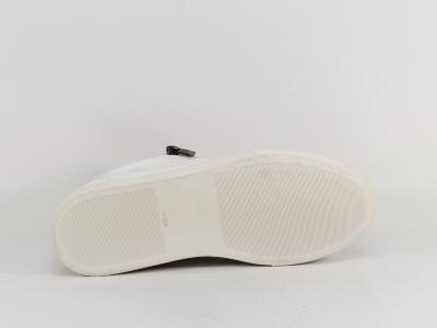 Basket femme cuir blanc souple et confortable à pas cher destockage COTEMER elkena cuir plissé effet vieilli