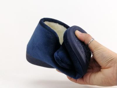 Chausson montant femme fourré laine à velcro SOCA 0471 marine chaud et confortable