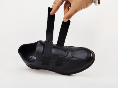 Chaussures homme pieds larges grand confort cuir noir à velcro destockage IMAC 851490