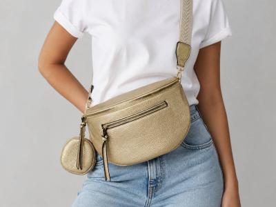 Sac banane femme pas cher doré avec porte monnaie amovible et bandoulière MARO S12-10