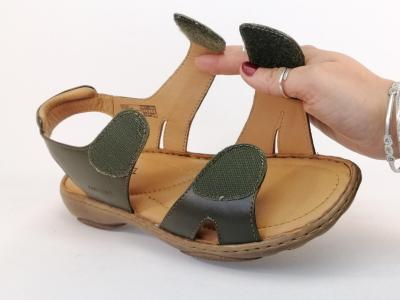Sandale femme grande taille cuir vert à scratch destockage JOSEF SEIBEL debra