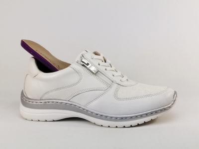 Basket femme pied large et sensible cuir blanc confortable largeur h CAPRICE 23718