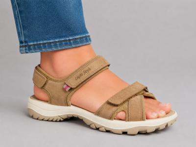 Sandale marche femme confortable pieds larges cuir beige marmot destockage IMAC 758850