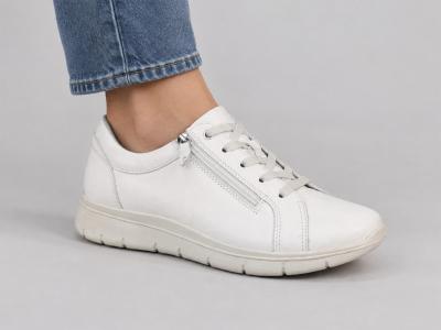 Basket blanche femme cuir souple confortable chic fermeture éclair et lacets destockage IMAC 756277 106246