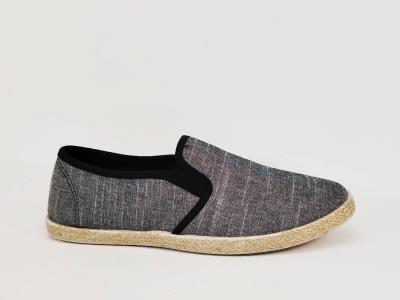 Basket espadrille homme pas cher toile grise légère souple sans lacets NORWAY B274533