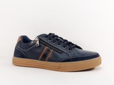 Basket homme cuir bleu marine confortable et souple destockage marque COTEMER troxy  pas cher