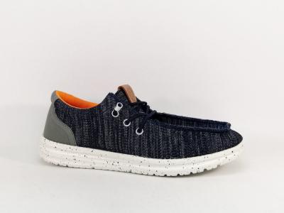Basket homme sans lacets toile marine  pas cher destockage XTi 142546