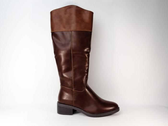 Botte femme simili cuir marron chic à pas cher CM PARIS 688 214