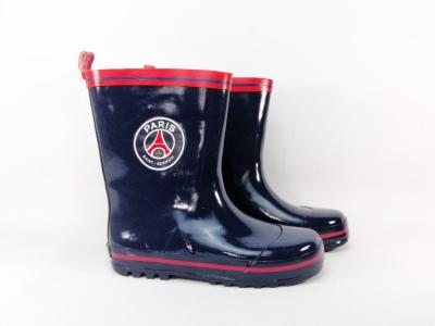 Botte pluie garon en caoutchouc marine rouge destockage PSG alex  pas cher