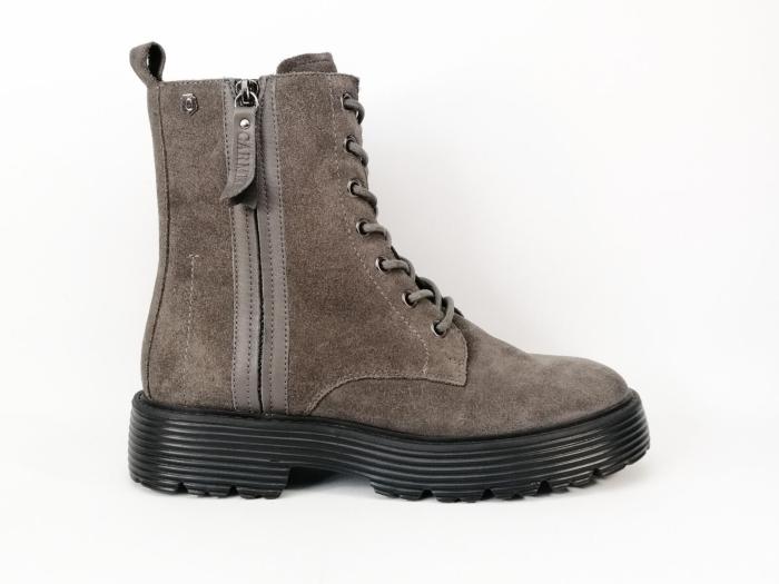 Bottine à lacets femme cuir gris destockage CARMELA 68005 style rangers