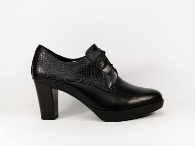 Derby chic à talon destockage TAMARIS 23309 en cuir noir