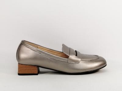 Mocassin femme grande taille argent chic à talon destockage ANDRES MACHADO AM6009 à pas cher