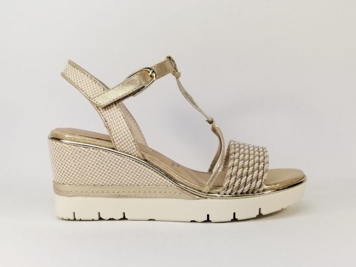 Sandale chic compensée en destockage TAMARIS 28315 or pour femme