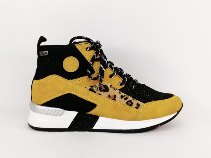 Sneakers jaune femme originale destockage RIEKER N7610 à pas cher