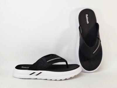 Tong homme confortable semelle épaisse destockage REFRESH 172762 noir blanc