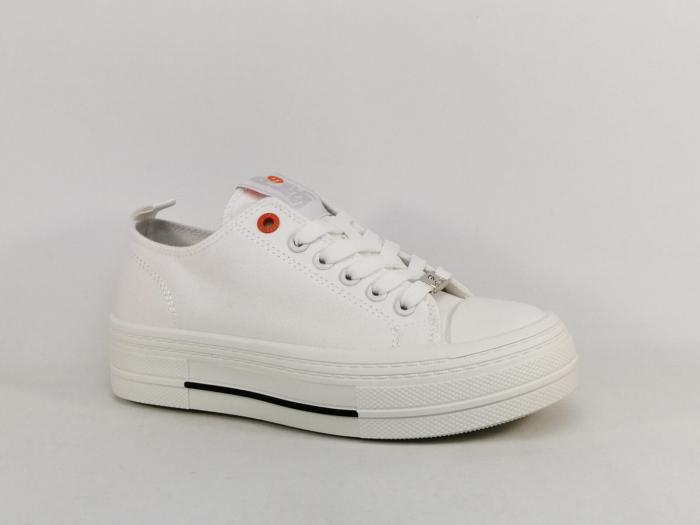 Basket femme toile blanche confortable tendance destockage REFRESH 172817 à pas cher