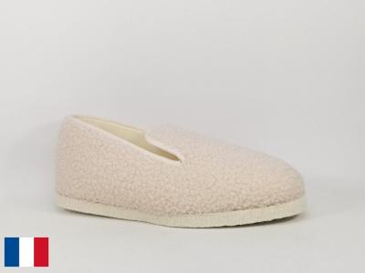 Charentaise femme made in France semelle feutre confort fourrée laine BOSSI charente blanc cassé