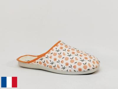 Chausson femme été coton toile pieds sensibles made in France BOSSI orleans pêches