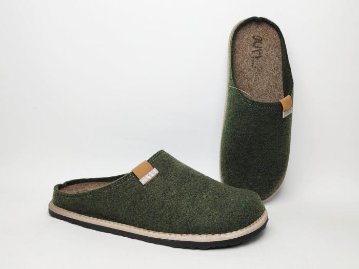 Chausson homme confortable semelle amovible dessus kaki feutre recycle OUF Mynes