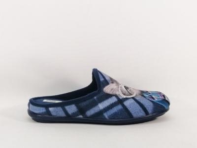 Chaussons femme motif chat originaux chauds et confortables velours bleu CHIC & RELAX ratus