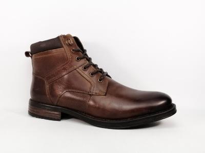 Chaussure chic montante homme cuir marron destockage MORAN'S tobila confortable zip lacets