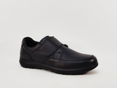 Chaussure homme pieds larges cuir noir � scratch grand confort destockage IMAC 851470