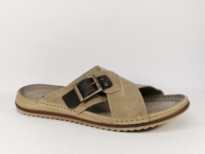 Mule confortable tout cuir gris MORAN'S Perrex pour homme